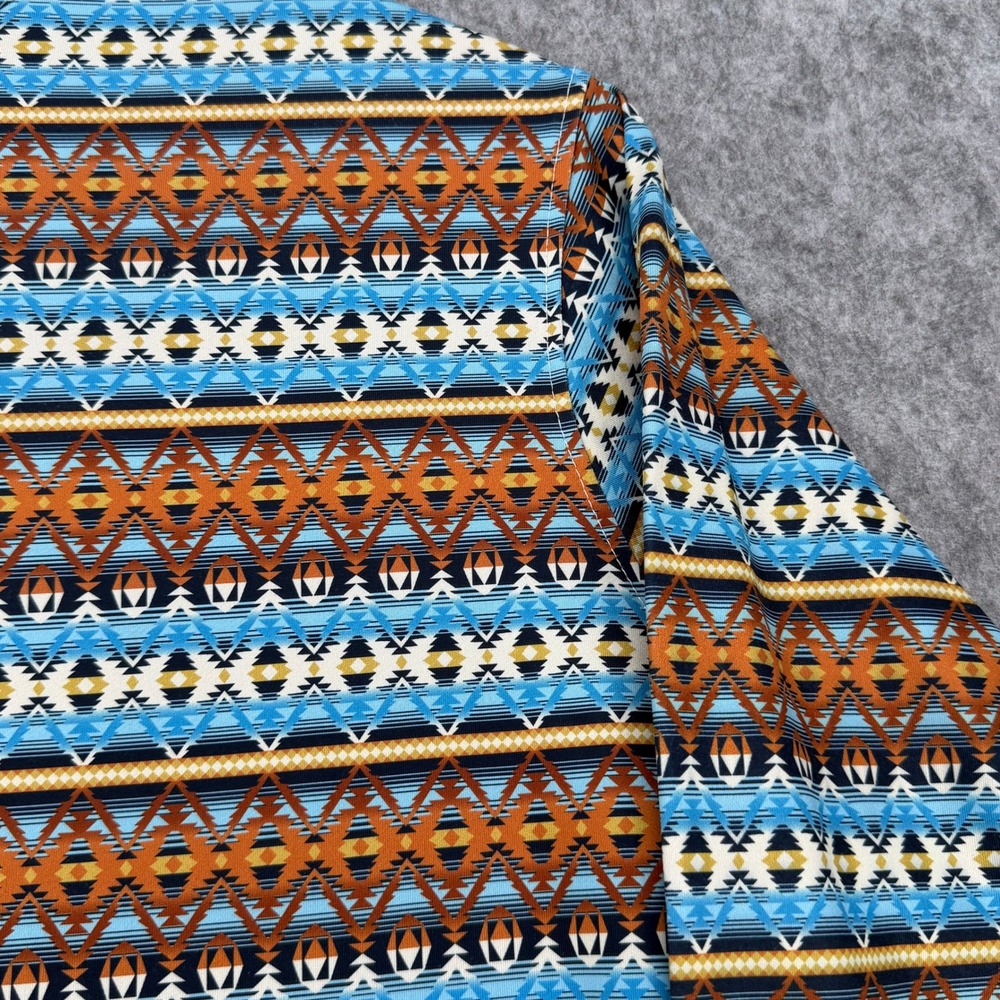 Rafter C Mens XL Southwestern Geometric Quarter Zip Pullover Blue Orange Tribal - Picture 3 of 11